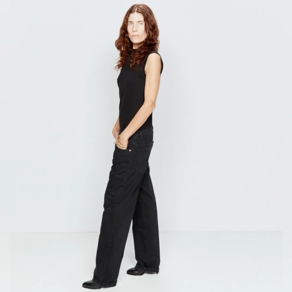 Raey dad jeans womens Black  organic cotton recycled cotton Button Fly 48” sz 28
